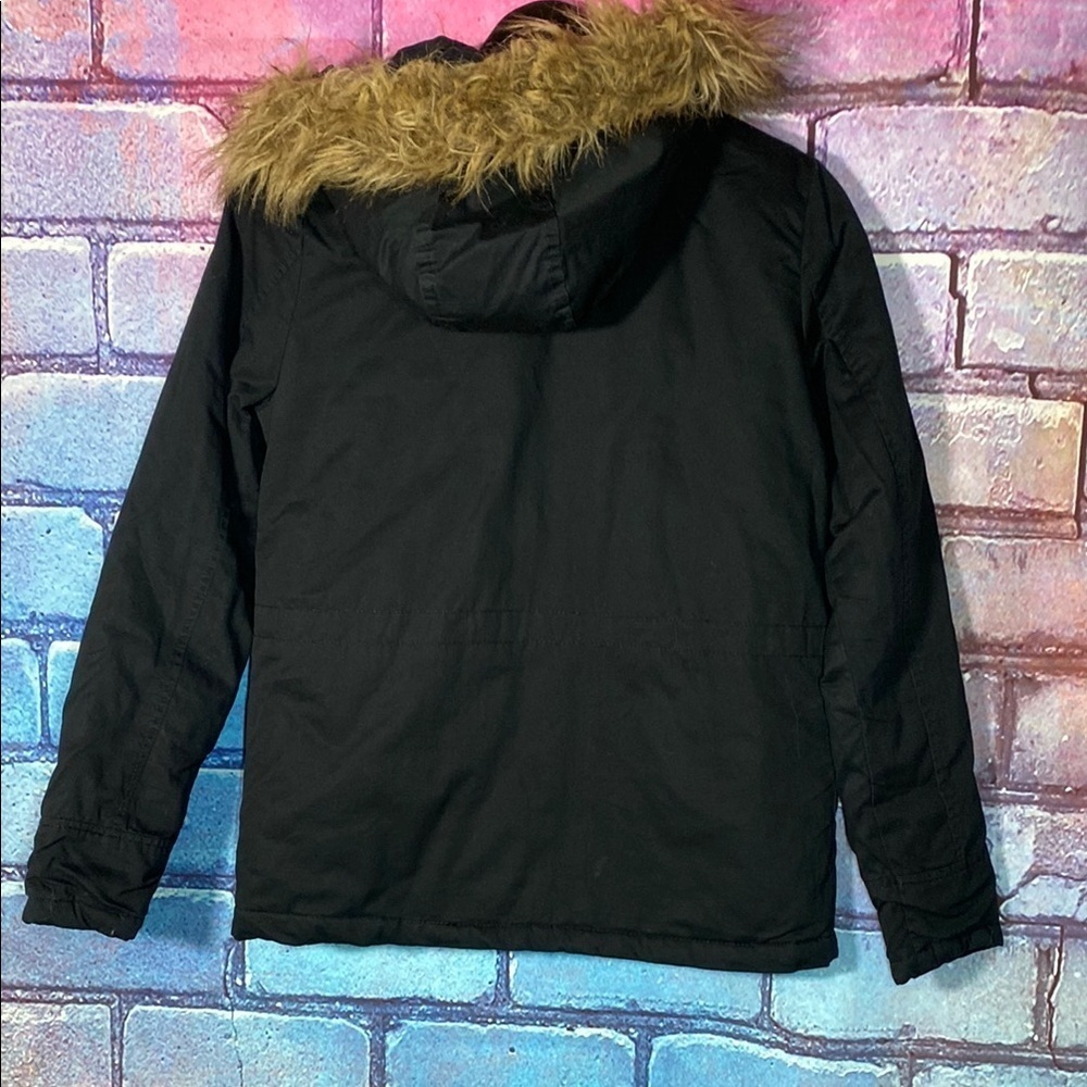 Miss London Faux Fur Hooded Parka Jacket Quilted - Small Black - Picture 4 of 9